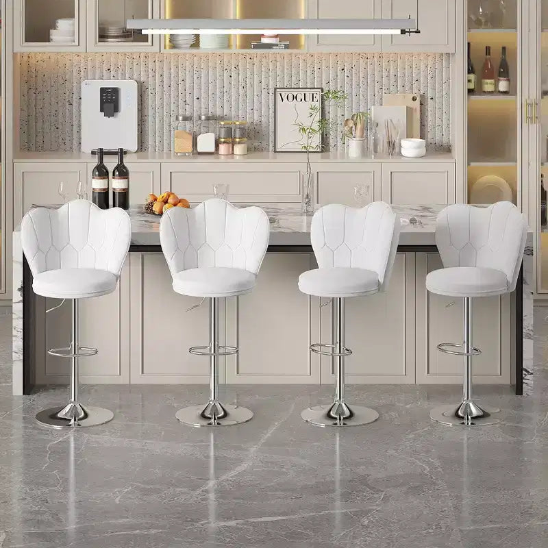 VECELO Velvet Bar Stools Set of 2/4, Adjustable Barstools with Back, Armless Counter Height Stools, Swivel Bar Chairs for Pub or Kitchen Island