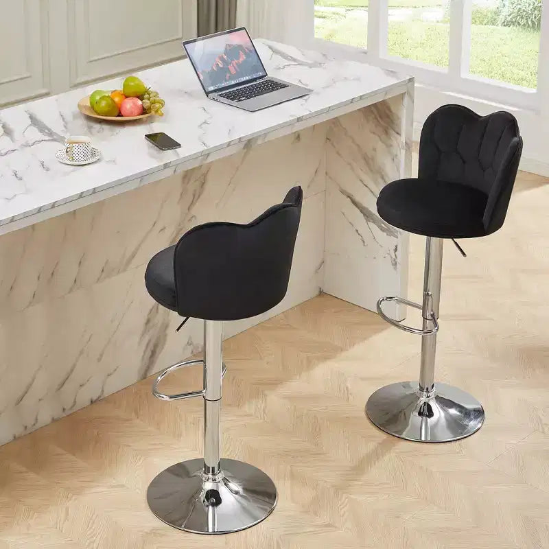 VECELO Velvet Bar Stools Set of 2/4, Adjustable Barstools with Back, Armless Counter Height Stools, Swivel Bar Chairs for Pub or Kitchen Island