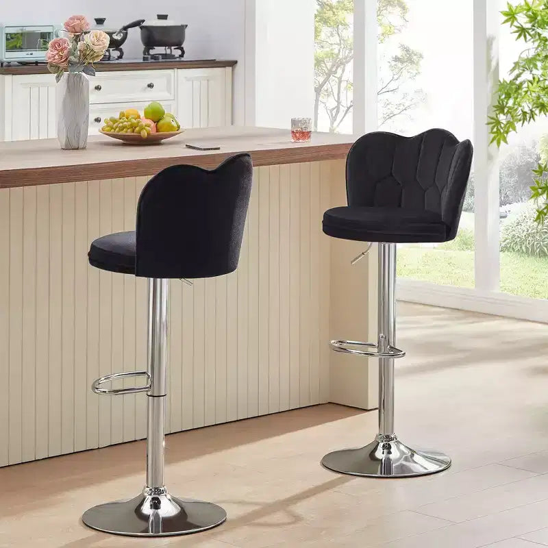 VECELO Velvet Bar Stools Set of 2/4, Adjustable Barstools with Back, Armless Counter Height Stools, Swivel Bar Chairs for Pub or Kitchen Island