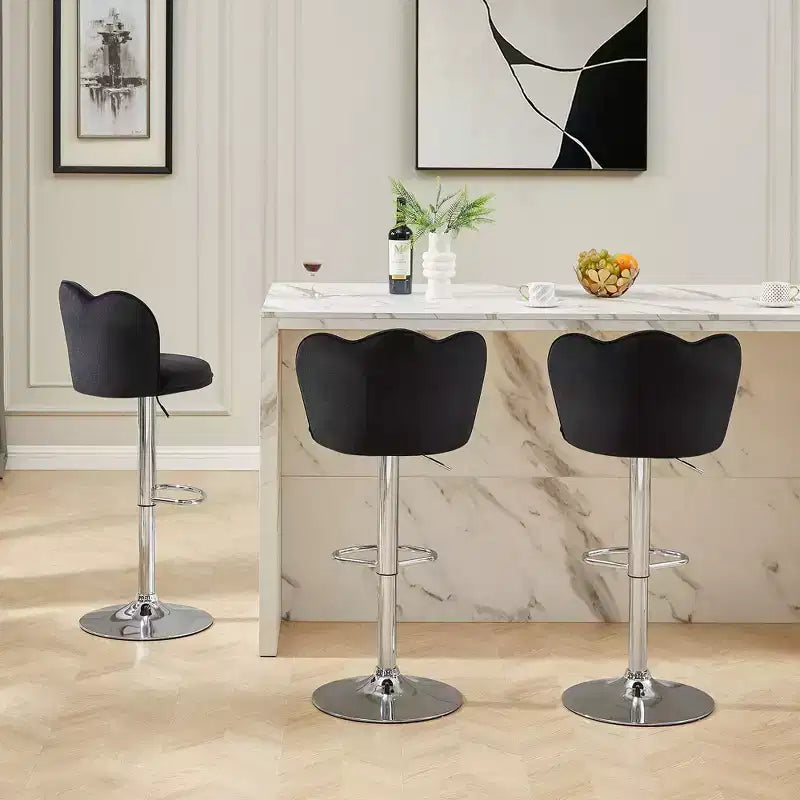 VECELO Velvet Bar Stools Set of 2/4, Adjustable Barstools with Back, Armless Counter Height Stools, Swivel Bar Chairs for Pub or Kitchen Island