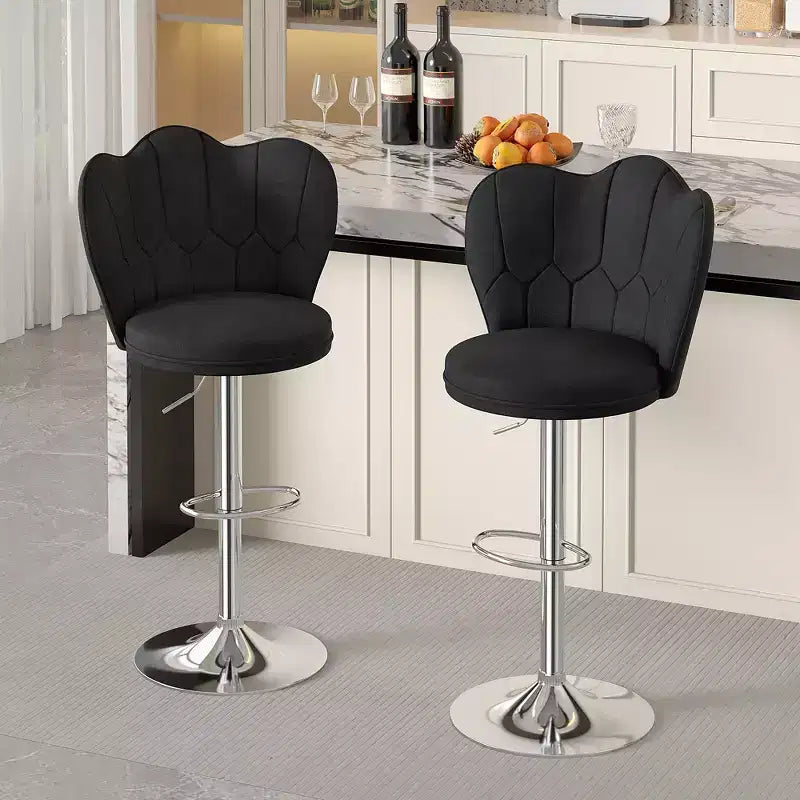 VECELO Velvet Bar Stools Set of 2/4, Adjustable Barstools with Back, Armless Counter Height Stools, Swivel Bar Chairs for Pub or Kitchen Island
