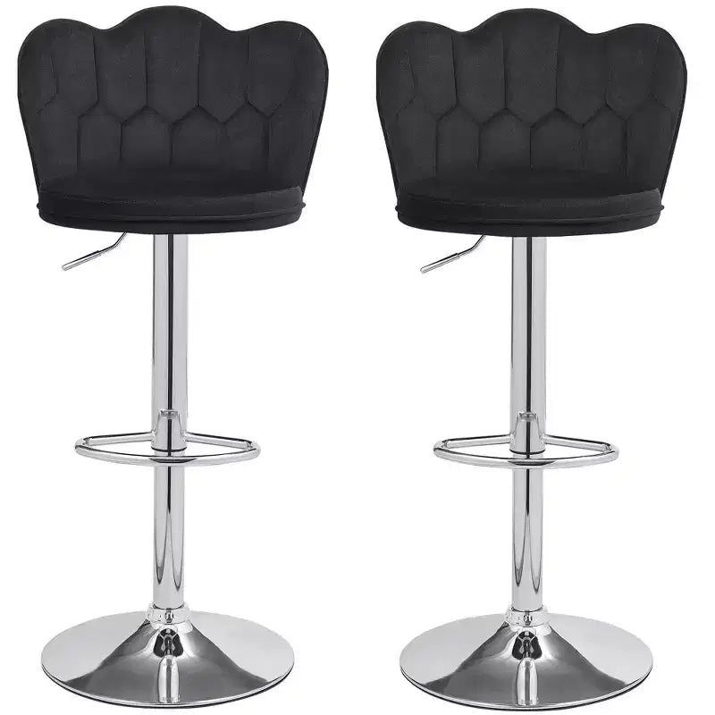 VECELO Velvet Bar Stools Set of 2/4, Adjustable Barstools with Back, Armless Counter Height Stools, Swivel Bar Chairs for Pub or Kitchen Island