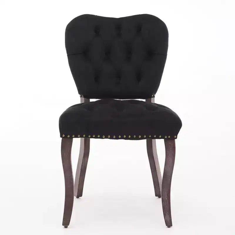 CLIHOME Set of 2 French Vintage Tufted Upholstered Fabric Dining Chairs