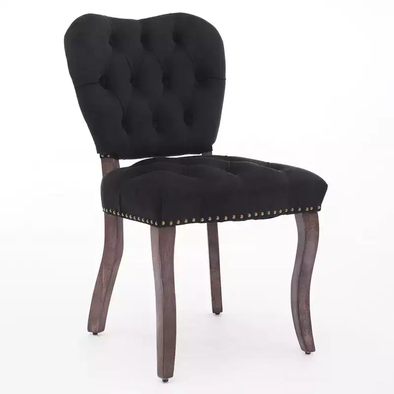 CLIHOME Set of 2 French Vintage Tufted Upholstered Fabric Dining Chairs