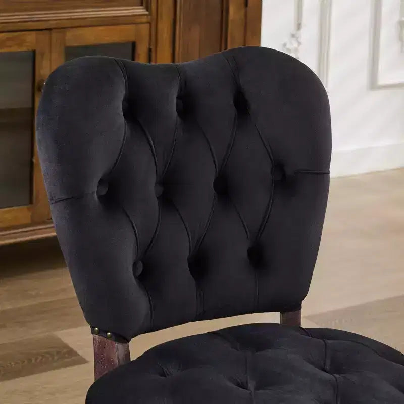 CLIHOME Set of 2 French Vintage Tufted Upholstered Fabric Dining Chairs