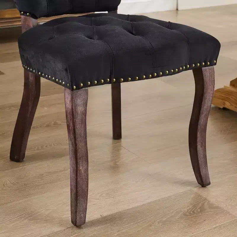 CLIHOME Set of 2 French Vintage Tufted Upholstered Fabric Dining Chairs