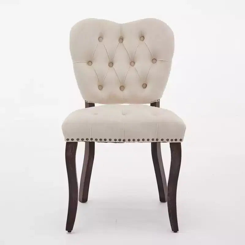 CLIHOME Set of 2 French Vintage Tufted Upholstered Fabric Dining Chairs