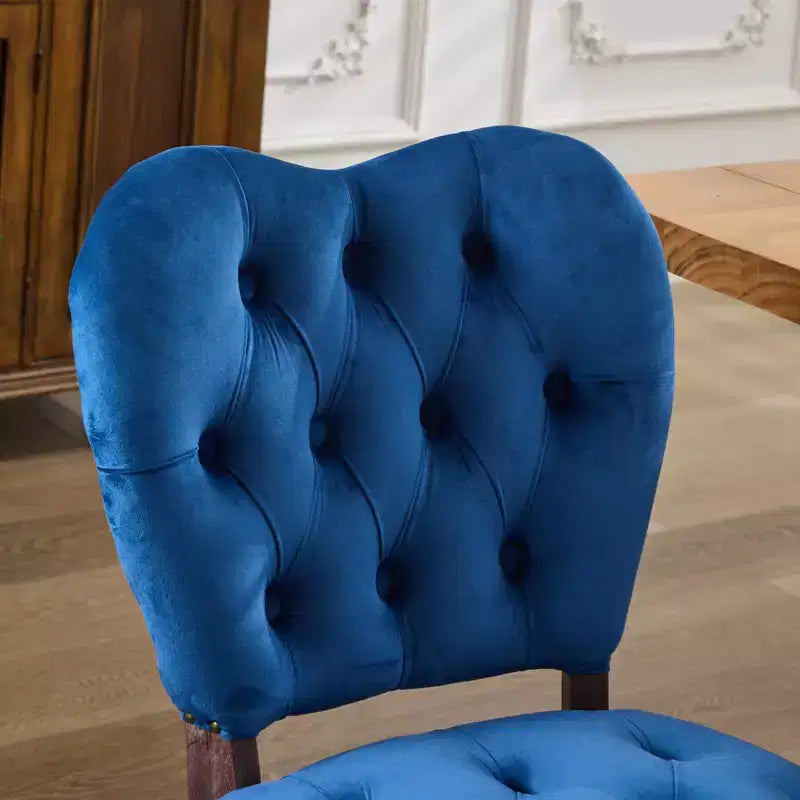 CLIHOME Set of 2 French Vintage Tufted Upholstered Fabric Dining Chairs