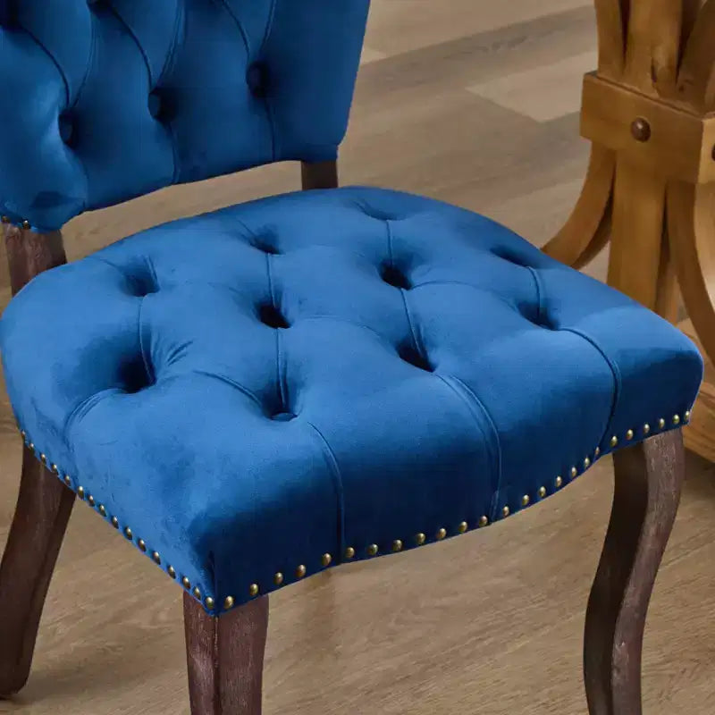 CLIHOME Set of 2 French Vintage Tufted Upholstered Fabric Dining Chairs