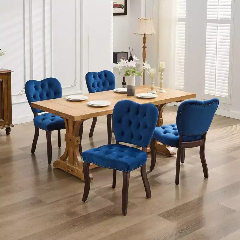 CLIHOME Set of 2 French Vintage Tufted Upholstered Fabric Dining Chairs