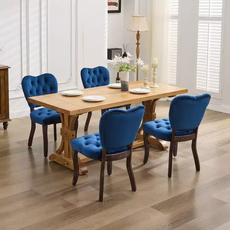 CLIHOME Set of 2 French Vintage Tufted Upholstered Fabric Dining Chairs