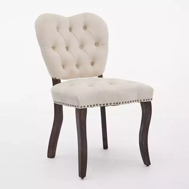 CLIHOME Set of 2 French Vintage Tufted Upholstered Fabric Dining Chairs