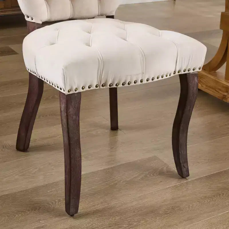 CLIHOME Set of 2 French Vintage Tufted Upholstered Fabric Dining Chairs