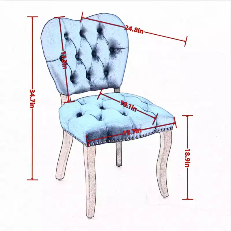 CLIHOME Set of 2 French Vintage Tufted Upholstered Fabric Dining Chairs