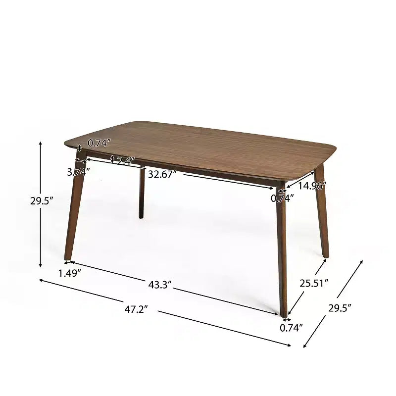 GDFStudio Keiko Mid-Century Modern Wood Rectangle Dining Table with Splayed Legs