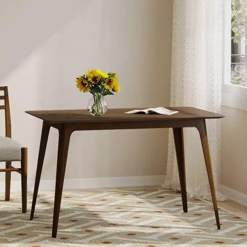 GDFStudio Keiko Mid-Century Modern Wood Rectangle Dining Table with Splayed Legs