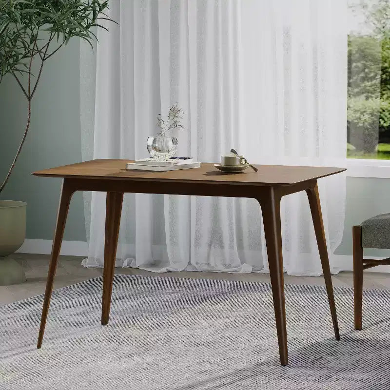 GDFStudio Keiko Mid-Century Modern Wood Rectangle Dining Table with Splayed Legs