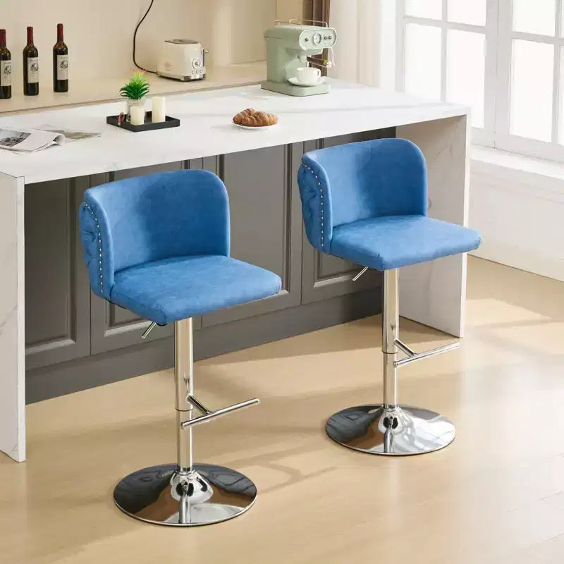 CLIHOME Set of 2 Swivel Barstools Adjustable Seat Height With Chrome Base, Modern PU Upholstered Bar Stools