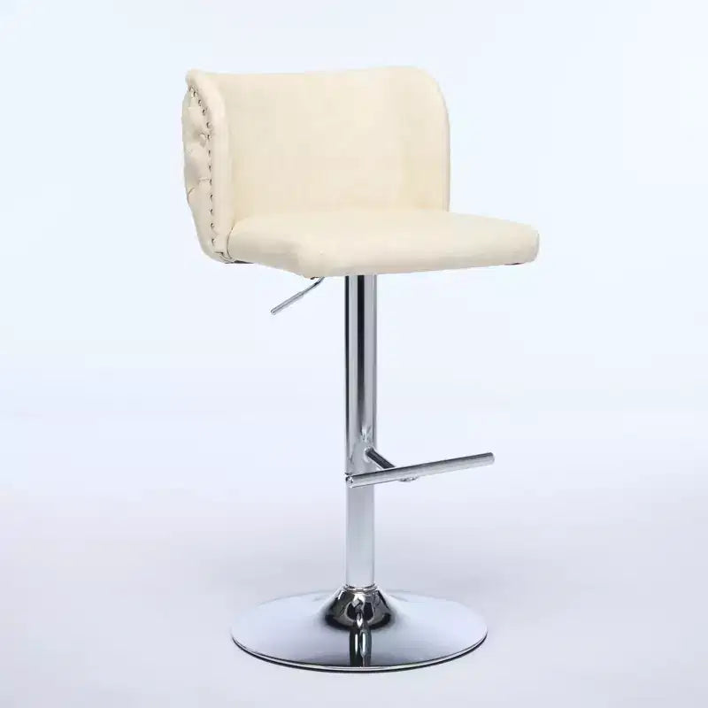 CLIHOME Set of 2 Swivel Barstools Adjustable Seat Height With Chrome Base, Modern PU Upholstered Bar Stools