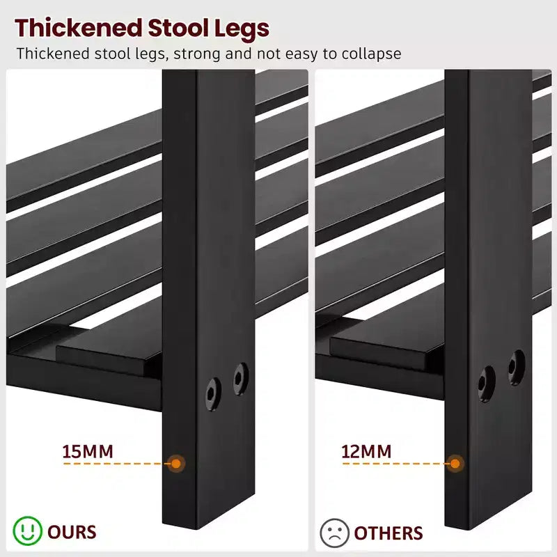 MAYEERTY 3 Tier Shoe Racks Bamboo Shoe Bench Entryway with Cushion and Adjustable Shelves for Hallway Mudroom living Room Black