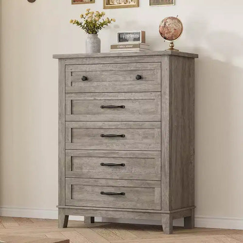 5 Dresser for Bedroom, 41.3 Tall Vertical Drawer Dresser with Storage Freestanding, Wooden Closet Storage Chest for Living Room, Bedroom