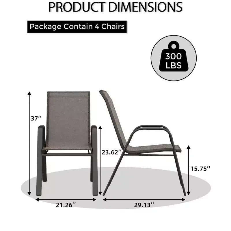 GustoWave Patio Chairs Set of 4, Outdoor Stackable Dining Chairs for All Weather, Breathable Garden Outdoor Furniture for Backyard