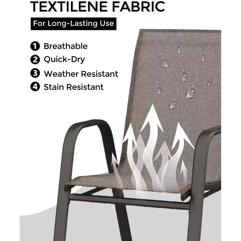 GustoWave Patio Chairs Set of 4, Outdoor Stackable Dining Chairs for All Weather, Breathable Garden Outdoor Furniture for Backyard