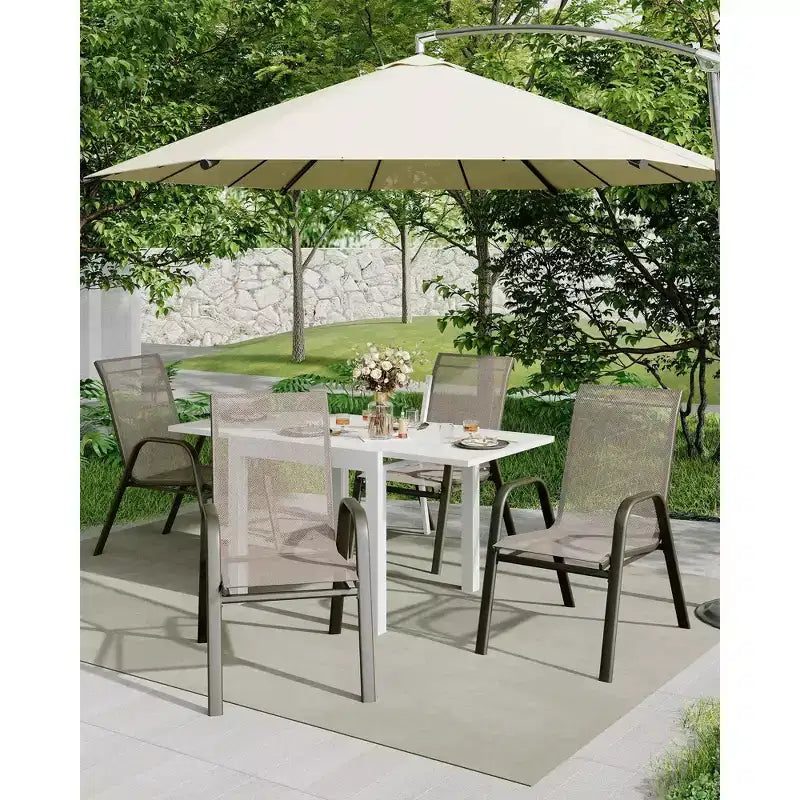 GustoWave Patio Chairs Set of 4, Outdoor Stackable Dining Chairs for All Weather, Breathable Garden Outdoor Furniture for Backyard