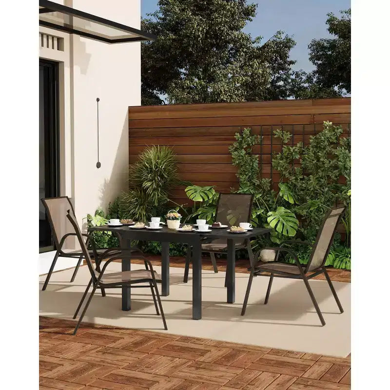 GustoWave Patio Chairs Set of 4, Outdoor Stackable Dining Chairs for All Weather, Breathable Garden Outdoor Furniture for Backyard