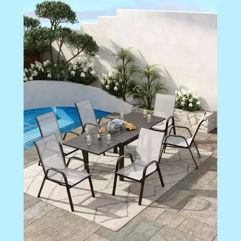 GustoWave Patio Chairs Set of 4, Outdoor Stackable Dining Chairs for All Weather, Breathable Garden Outdoor Furniture for Backyard