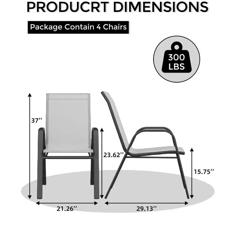 GustoWave Patio Chairs Set of 4, Outdoor Stackable Dining Chairs for All Weather, Breathable Garden Outdoor Furniture for Backyard
