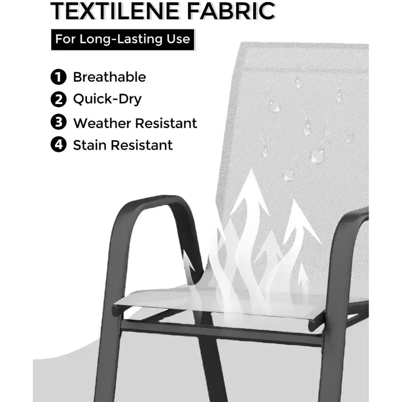GustoWave Patio Chairs Set of 4, Outdoor Stackable Dining Chairs for All Weather, Breathable Garden Outdoor Furniture for Backyard