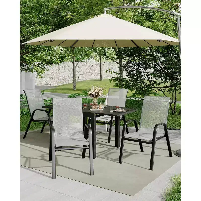 GustoWave Patio Chairs Set of 4, Outdoor Stackable Dining Chairs for All Weather, Breathable Garden Outdoor Furniture for Backyard