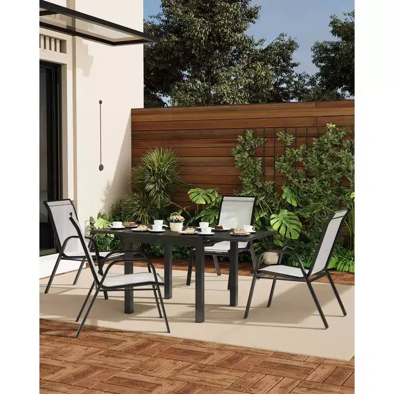 GustoWave Patio Chairs Set of 4, Outdoor Stackable Dining Chairs for All Weather, Breathable Garden Outdoor Furniture for Backyard