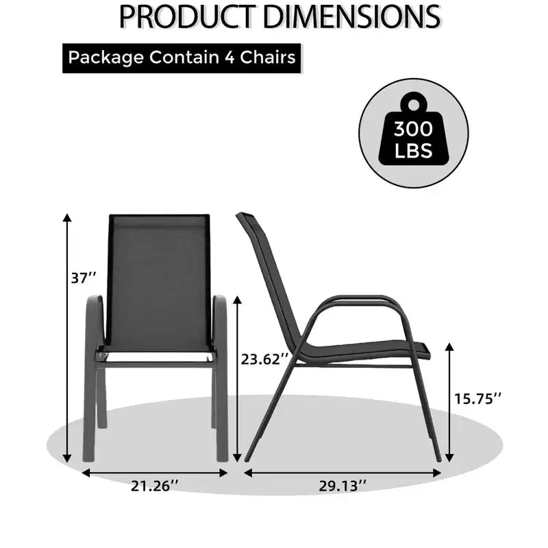 GustoWave Patio Chairs Set of 4, Outdoor Stackable Dining Chairs for All Weather, Breathable Garden Outdoor Furniture for Backyard