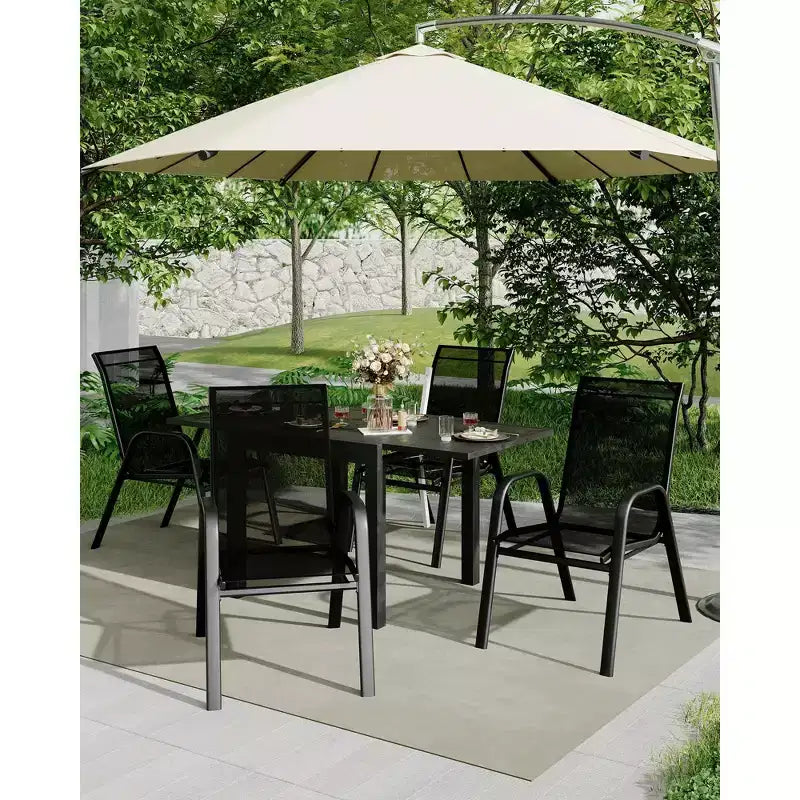 GustoWave Patio Chairs Set of 4, Outdoor Stackable Dining Chairs for All Weather, Breathable Garden Outdoor Furniture for Backyard