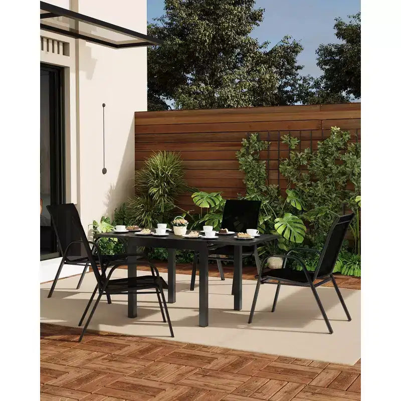 GustoWave Patio Chairs Set of 4, Outdoor Stackable Dining Chairs for All Weather, Breathable Garden Outdoor Furniture for Backyard