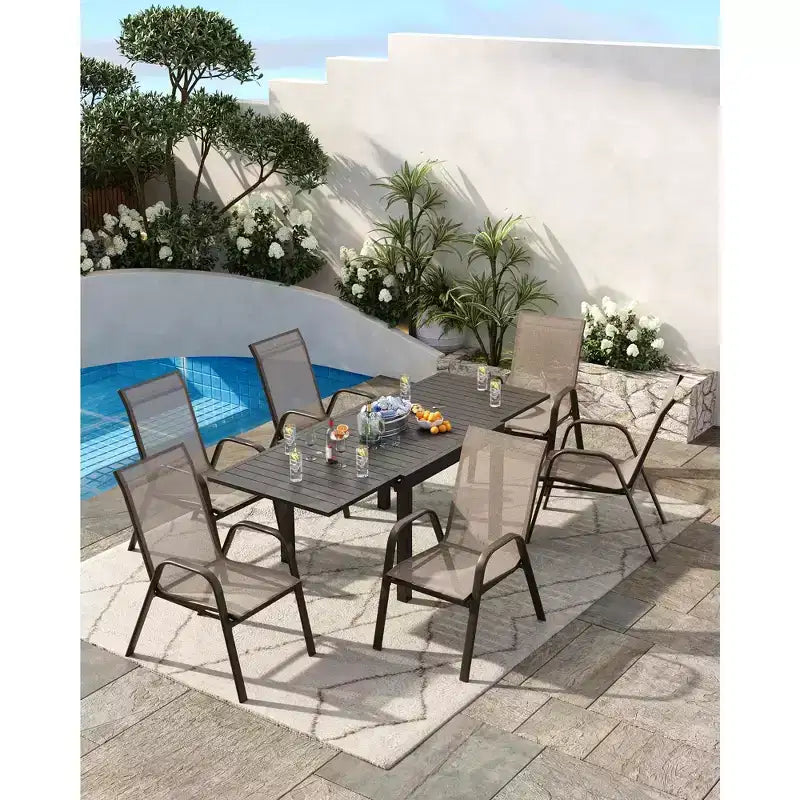 GustoWave Patio Chairs Set of 4, Outdoor Stackable Dining Chairs for All Weather, Breathable Garden Outdoor Furniture for Backyard