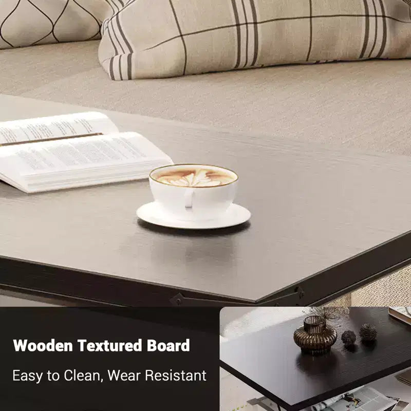 GustoWave Coffee Table with Lifting Top, Farmhouse Center Table W/Sliding Barn Door & Hidden Storage for Living Room