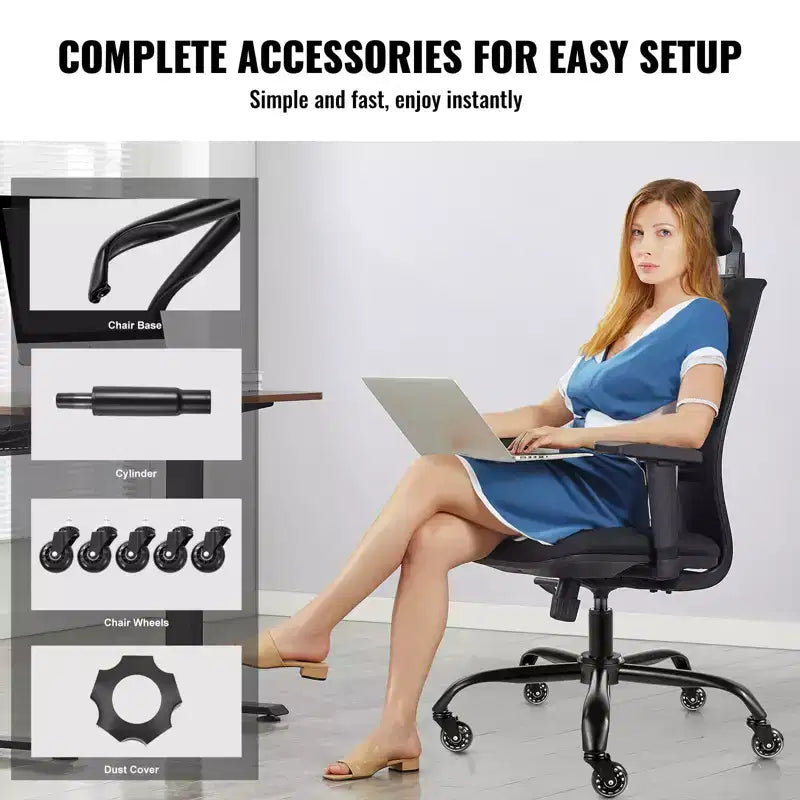 VEVOR Office Chair Base Replacement, 28, 2500 lbs Static Load Capacity, Heavy Duty Universal Computer Desk Chair Stool Base Part, Black