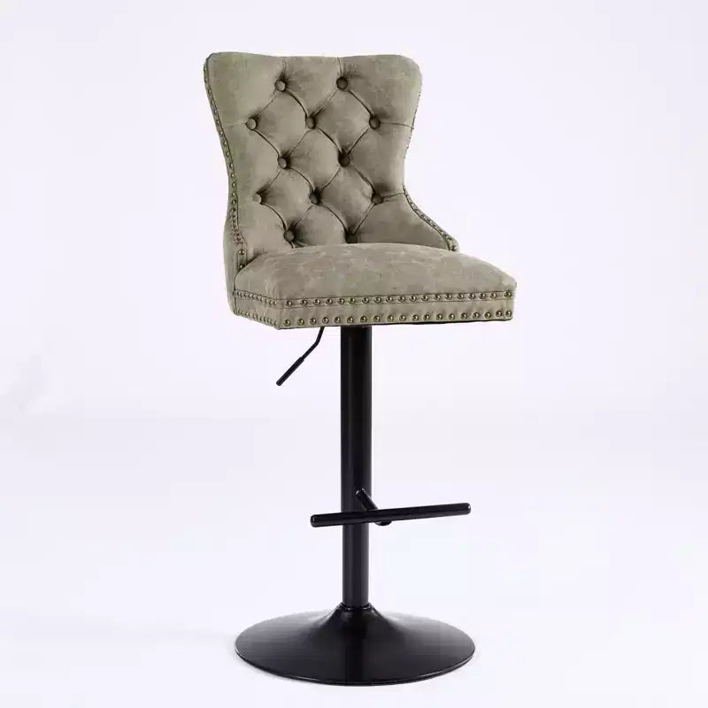 CLIHOME Set of 2 Retro PU Swivel Barstools Adjustable Seat Height, Modern Bar Stools with Backs Comfortable Tufted