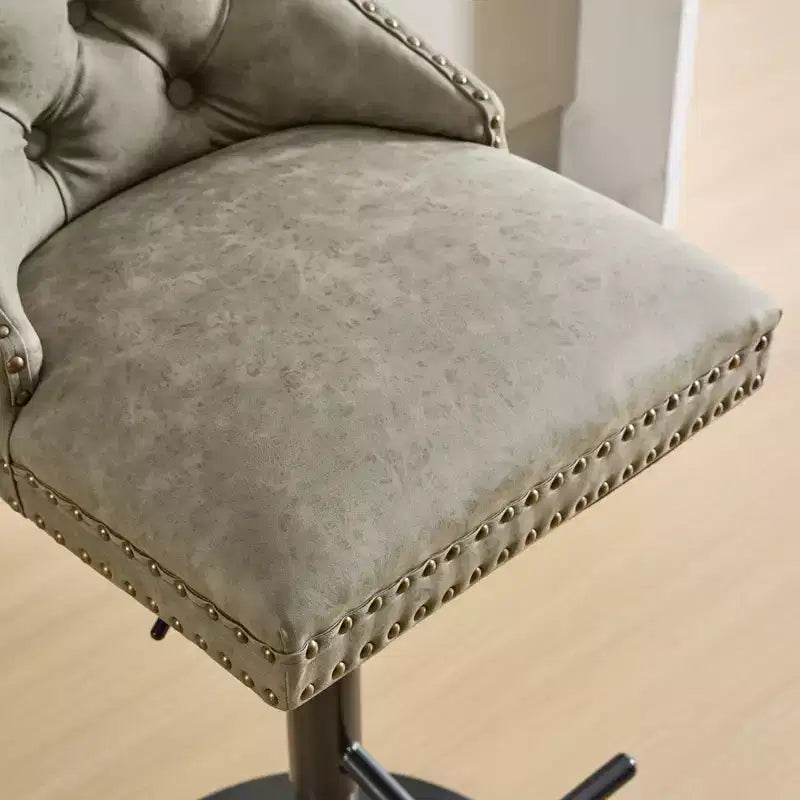 CLIHOME Set of 2 Retro PU Swivel Barstools Adjustable Seat Height, Modern Bar Stools with Backs Comfortable Tufted