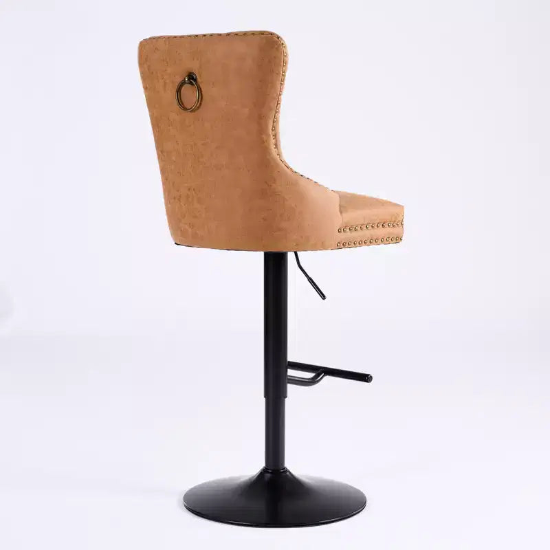 CLIHOME Set of 2 Retro PU Swivel Barstools Adjustable Seat Height, Modern Bar Stools with Backs Comfortable Tufted
