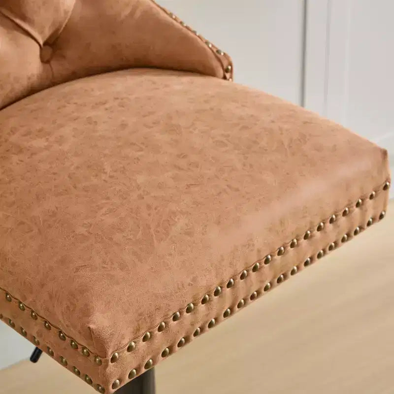 CLIHOME Set of 2 Retro PU Swivel Barstools Adjustable Seat Height, Modern Bar Stools with Backs Comfortable Tufted