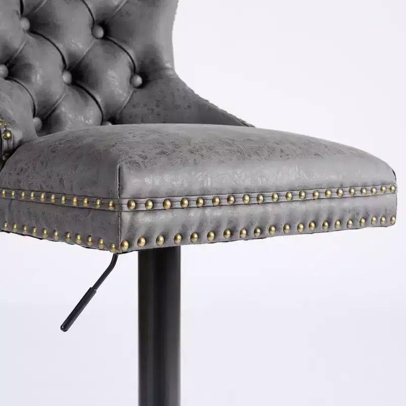 CLIHOME Set of 2 Retro PU Swivel Barstools Adjustable Seat Height, Modern Bar Stools with Backs Comfortable Tufted