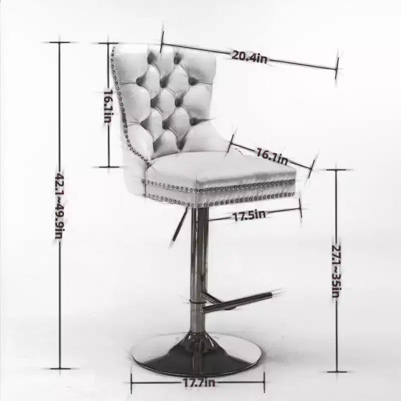 CLIHOME Set of 2 Retro PU Swivel Barstools Adjustable Seat Height, Modern Bar Stools with Backs Comfortable Tufted