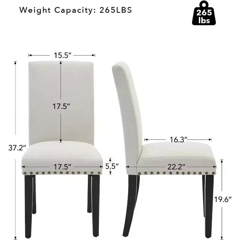 2Pcs Upholstered Dining Chairs with Wood Legs, Modern Armless Chair for Dining Room, Kitchen, Restaurant, Living Room, Weight Capacity 265lbs