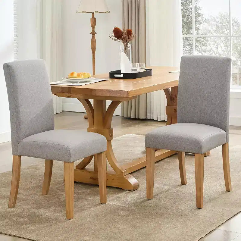 2Pcs Upholstered Dining Chairs with Wood Legs, Modern Armless Chair for Dining Room, Kitchen, Restaurant, Living Room, Weight Capacity 265lbs