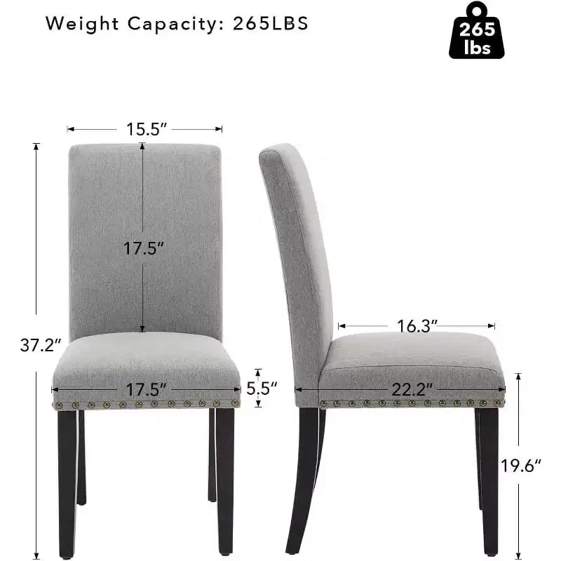 2Pcs Upholstered Dining Chairs with Wood Legs, Modern Armless Chair for Dining Room, Kitchen, Restaurant, Living Room, Weight Capacity 265lbs
