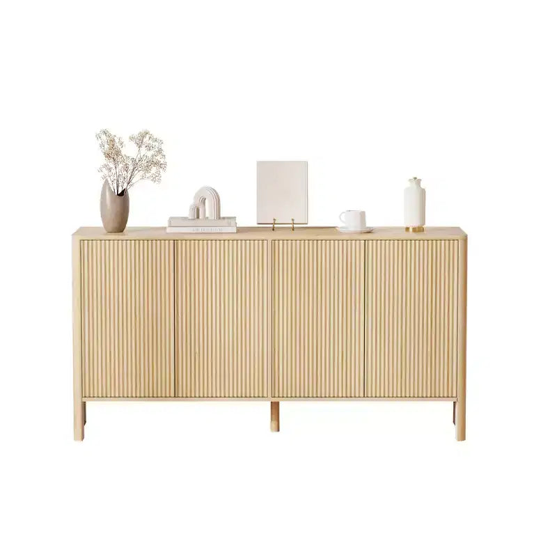 58 Fluted Sideboard Buffet Cabinet, Accent Coffee Bar Cabinet with Adjustable Shelves, Wood Credenza Buffet Cabinet, Entryway Console Table